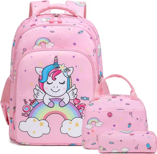Miniatura 69 de Juego de mochila para niñas con diseño de unicornio, mochila escolar para niños, mochila para libros para niñas, set 3 en 1, regreso a clases