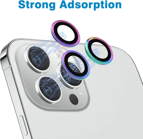 Miniatura 3 de Protector de lente de cámara compatible con iPhone 12 Pro Max, antiarañazos, vidrio templado 9H, protector de pantalla de cámara de metal, anillo a