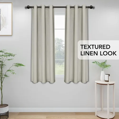 Miniatura 2 de Easy-Going - Cortinas opacas con aspecto de lino para oscurecer la habitación, con ojales para ventana, cortinas para dormitorio, sala de estar