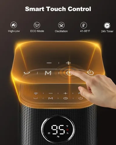 Miniatura 4 de Calentador de espacio para uso en interiores, calentador de cerámica de calentamiento rápido de 1500 W con termostato, calentador de escritorio