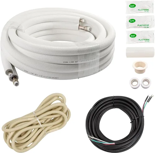 Miniatura 10 de Wostore Juego de línea de 25 pies 1/4 y 1/2 pulgada 3/8 "PE para mini aire acondicionado dividido bobina aislada tubos de cobre HVAC con accesorios