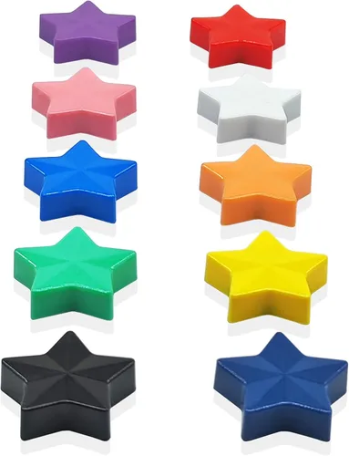 Imanes para nevera, paquete de 10 imanes coloridos y fuertes para refrigerador, pequeños imanes decorativos de estrella para pizarra blanca,