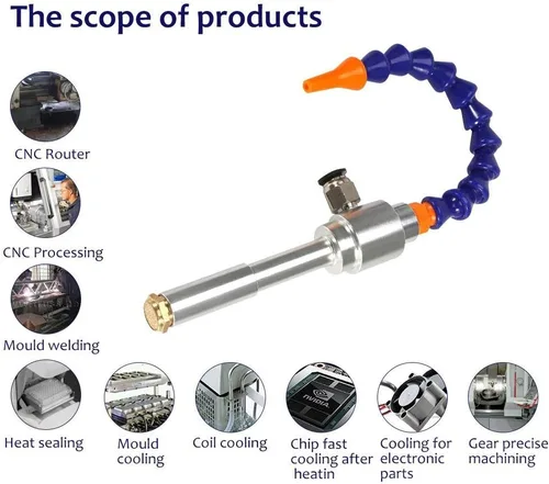 Miniatura 6 de Aire frío de vórtice de aleación de aluminio de 5.118 in con tubo flexible para fresadora de torno CNC Enfriamiento en seco