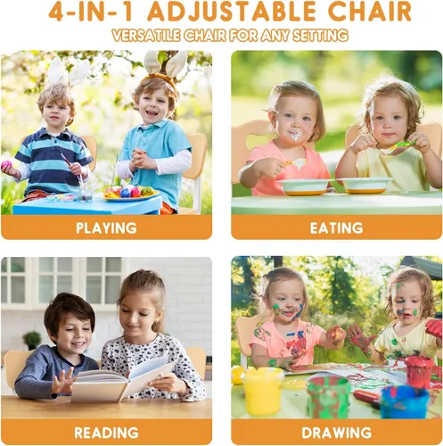 Miniatura 7 de Silla para niños de altura ajustable, sillas para niños de 2 a 8 años con fundas para pies para el hogar, aula, jardín de infantes y lugares