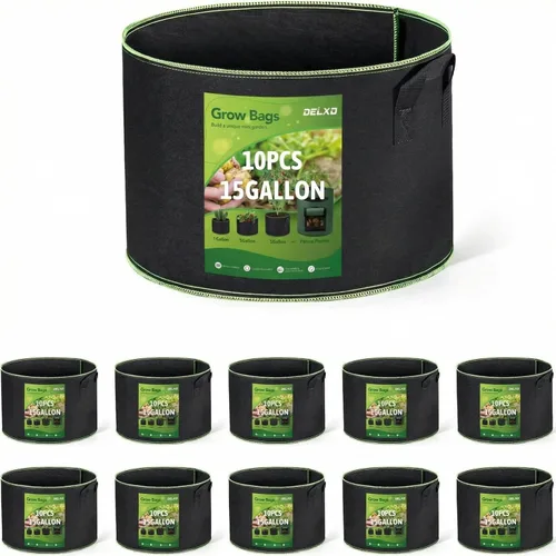 Miniatura 13 de Delxo Bolsas de cultivo de jardín de 1 galón, paquete de 10 bolsas de cultivo de plantas, macetas pequeñas de tela para plantar, verduras