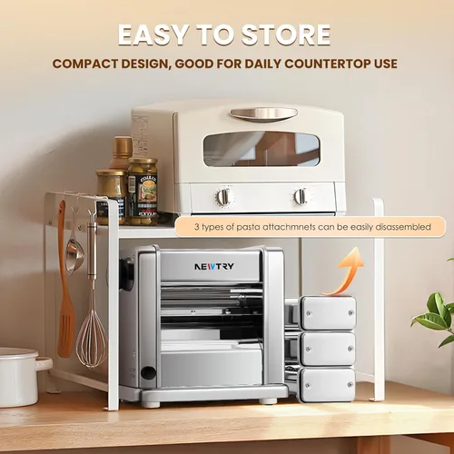 Miniatura 5 de NEWTRY Máquina eléctrica para hacer pasta familiar, máquina para hacer fideos, rodillo de masa, cortador de prensa con 3 accesorios de cuchilla