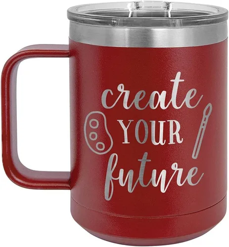 Miniatura 16 de CREATE YOUR FUTURE Negro 15 oz Taza de café w/Slide Tapa superior Taza de café de viaje aislada Ideas de regalos de cumpleaños o Navidad