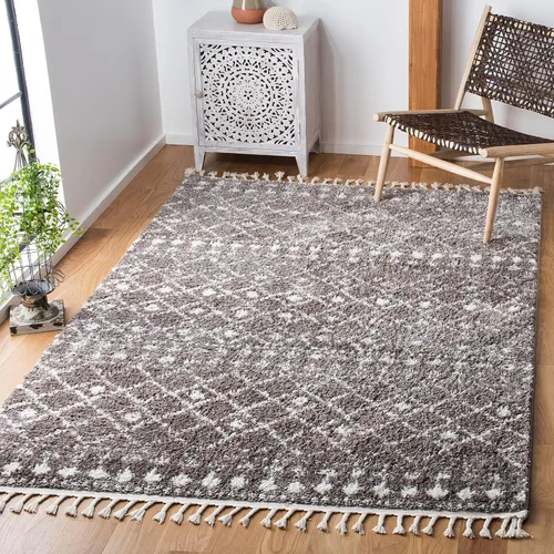 Miniatura 16 de SAFAVIEH Berber Fringe Shag Collection - Alfombra decorativa de 2 pies 2 pulgadas x 4 pies, color crema y azul, diseño, no desprende pelusa