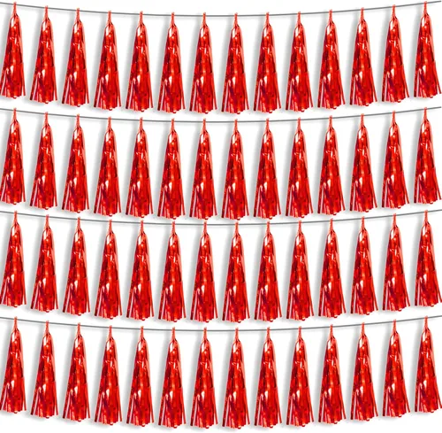 Miniatura 6 de 4P Guirnalda de Borla de Flecos de Aluminio Metálico Negro para Flotas de Desfile, Despedida de Soltera, Boda, Cumpleaños, Halloween, Navidad
