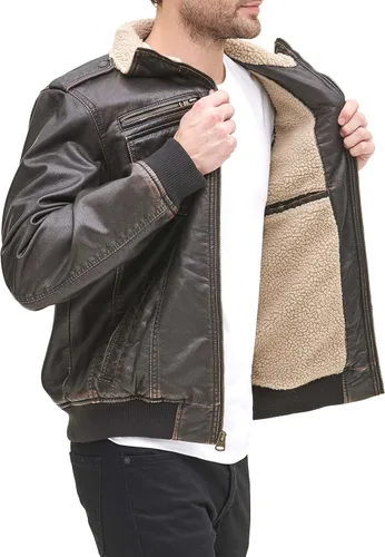 Miniatura 6 de Levis Mens Faux Leather Sherpa Aviator Bomber Jacket