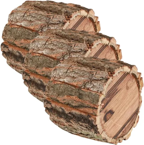 Miniatura 4 de HOMSFOU - Paquete de 3 cubos de flores impermeables de 3.54 x 3.54 x 3.14 pulgadas, contenedores de madera rústica para plantas de troncos, macetas