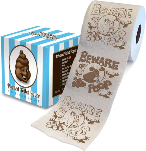 Printed TP Beware of Moose Poop - Papel higiénico impreso para broma, sorpresa, decoración de baño, regalo novedoso para hombres, mujeres, amigos,