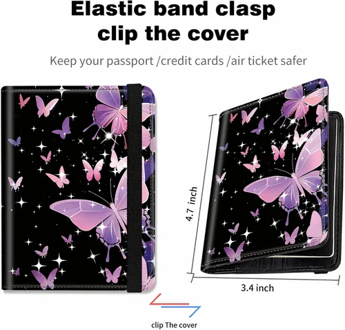 Miniatura 3 de RYUITHDJP Funda para tarjetas de crédito con RFID Block-2-A, Mariposas Moradas, Casual
