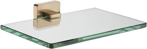 Miniatura 22 de JQK Estante de cristal para baño cromado, almacenamiento de ducha de vidrio templado de 12 x 5 pulgadas, montaje en pared cromado pulido de acero