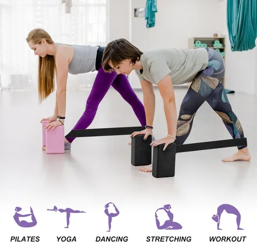 Miniatura 6 de PATIKIL Bloques de yoga y bandas de resistencia, paquete de 2 bloques de yoga de espuma EVA de alta densidad a granel de 9 x 6 x 3 pulgadas