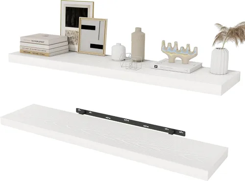 Miniatura 47 de Fun Memories Estantes flotantes de 48 pulgadas, estantes de pared de 9.3 pulgadas de profundidad para baño, sala de estar, dormitorio, cocina