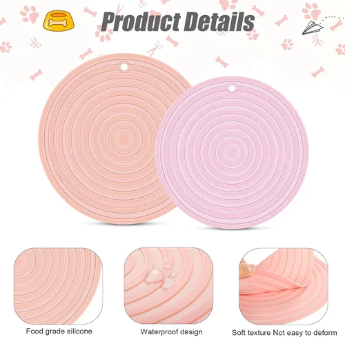 Miniatura 3 de Tapete de silicona de 2 piezas de comida para mascotas para perros y gatos, mantel individual para evitar el desbordamiento de alimentos y agua