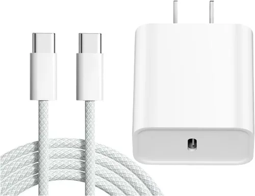 Cargador para iPhone 17 Pro Max de carga rápida, adaptador de corriente dinámica de 40 W con cable USB-C de 60 W tejido máximo de 6 pies,