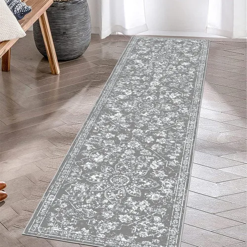 Miniatura 10 de Pauwer Alfombra vintage de flores 2 x 3 pulgadas, estilo envejecido, antideslizante, de pelo bajo, tapete para entrada, interior, pequeña, retro