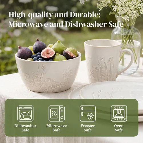 Miniatura 6 de DOWAN Cuencos de cerámica de 32 onzas – Juego de 4 cuencos de sopa grandes para cereales, ramen, pho, pasta y ensalada – Cuencos de sopa apilables