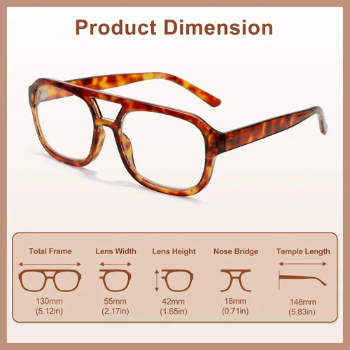 Miniatura 5 de Madison Avenue Lentes retro con bloqueo de luz azul de aviador para mujeres y hombres con funda, anteojos rectangulares de moda para computadora