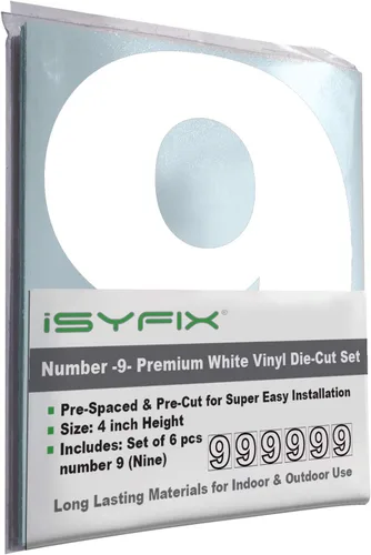 Miniatura 17 de iSYFIX - Calcomanías de vinilo blancas con número 0 (cero) - Juego de 6 unidades de 1.5 pulgadas autoadhesivas - Decalcomanías premium troqueladas