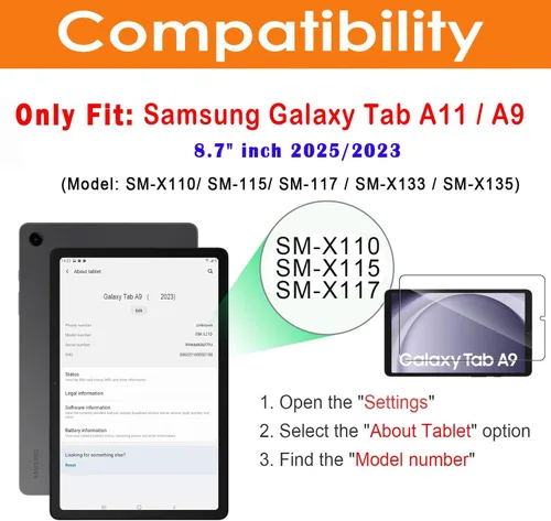 Miniatura 2 de Paquete de 2 protectores de pantalla para Galaxy Tab A11/A9 de 8.7 pulgadas 2025/2023, protector de película de vidrio templado para tableta Samsung