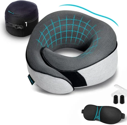 Miniatura 8 de Proglobe Almohada ortopédica para el cuello, almohadas cervicales de viaje para aviones, kit de espuma viscoelástica, soporte para la cabeza