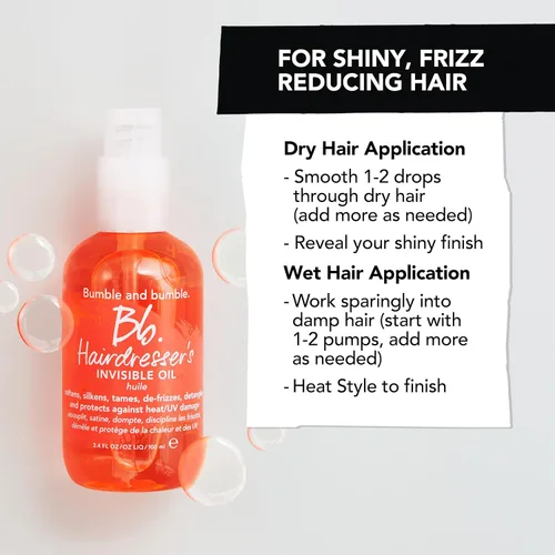 Miniatura 9 de Bumble and bumble. Hairdresser's Invisible Oil Frizz-Reducing Hair Oil Heat Protection, Frizz Control + Shine Curly, Wavy, Straight With