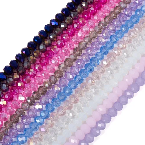 Miniatura 50 de Elecrelive 660 piezas Cuentas de Cristal Briolette de 4mm Cuentas de Vidrio Rondelle Color AB Cuentas de Vidrio Facetadas Sueltas para Bisutería