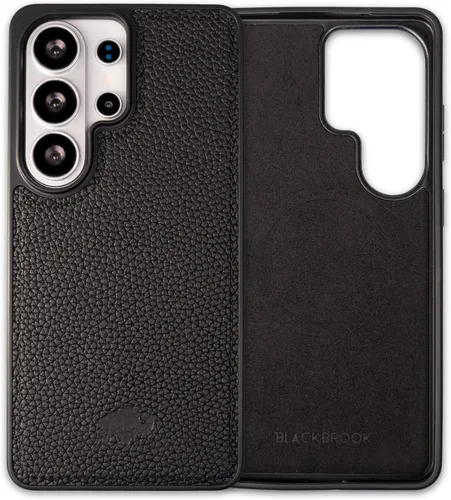 Miniatura 22 de BLACKBROOK Funda de piel de alta calidad a presión compatible con Samsung Galaxy S24, elegante funda de cuero de grano completo con la máxima