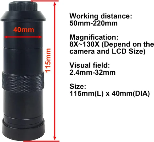 Miniatura 4 de 48MP 4K 1080P 22MP 14MP HDMI USB VGA Video Industrial Soldadura Digital Reparación Microscopio Cámara C Mount Lens LED Ring Light