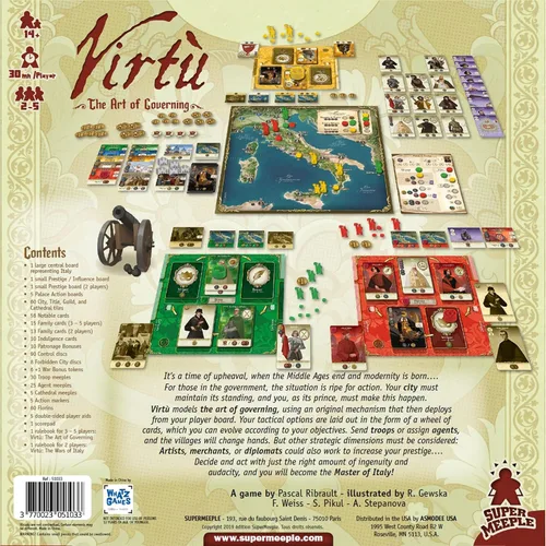 Miniatura 5 de Virtù - Juego de mesa con temática renacentista italiana, juego de estrategia profunda para adultos y adolescentes a partir de 14 años, 2 a 5