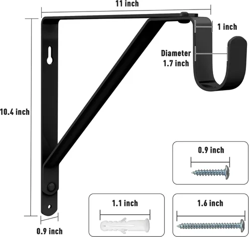 Miniatura 7 de Soporte de barra de armario resistente hasta 300 libras (paquete de 6) - Soportes de estante para montaje en pared para armario, garaje, lavandería