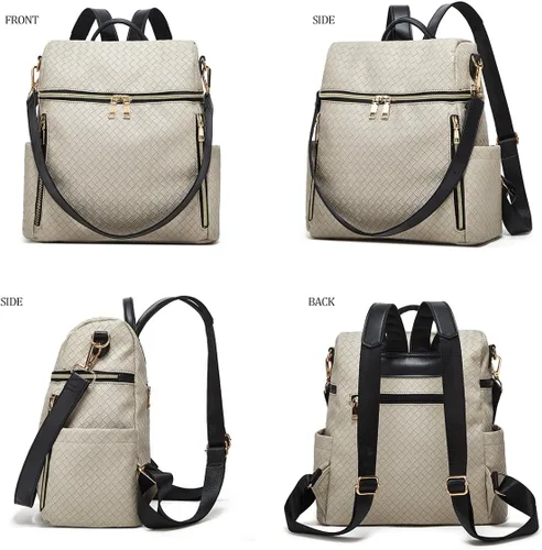 Miniatura 4 de Makes Mochila para mujer, de piel sintética, bolsa de viaje con diseño convertible con monedero, 2 piezas