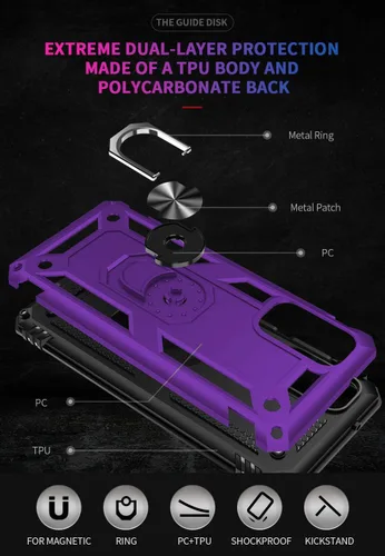Miniatura 6 de Funda para Galaxy S20 FE con protector de pantalla HD, [grado militar] Soporte de coche híbrido PC duro TPU suave a prueba de golpes funda
