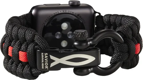 Miniatura 17 de Correa de paracord Savior Survival Gear, compatible con Apple Watch de 49/45/44/42/41/40/38 mm, correa de iWatch Series Ultra 10 9 8 7 6 5 4 3 2 1