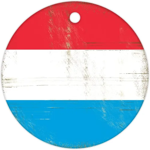 Miniatura 3 de Adorno de Navidad de la bandera de Luxemburgo de porcelana de doble cara de 3 pulgadas, decoración de árbol de Navidad, círculo plano, adorno