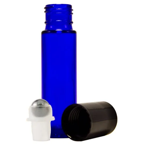 Miniatura 2 de GreenHealth 24 botellas enrollables de cristal de aceites esenciales de color azul cobalto, rellenables, de 0.3 onzas líquidas, botellas