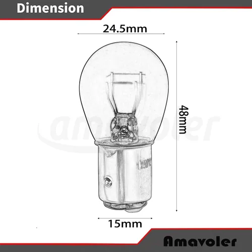 Miniatura 2 de Bombín de Luz de Freno Trasero 12v 5w 21w/5w Piezas de Reemplazo del Mercado de Posventa Compatibles con Ciclomotor, Scooter, ATV, Quad, Go Kart