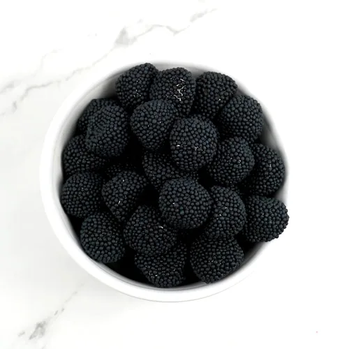 Miniatura 4 de Bayas negras con nonpareils, sabor a arándanos, gomitas de caramelo negro, The Hampton Popcorn & Candy Company, bolsa de 1 libra