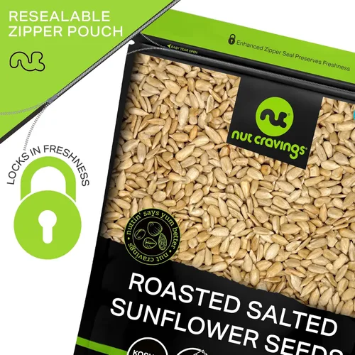 Miniatura 6 de Nut Cravings - Semillas de girasol saladas tostadas para comer, sin cáscara (16 oz - 1 libra) Nueces a granel empaquetadas frescas en bolsa