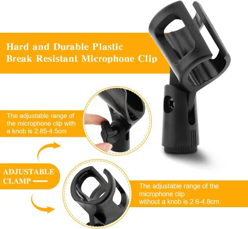 Miniatura 4 de Soporte universal de clip de micrófono de 3 piezas, soporte de micrófono ajustable para soporte con 2 adaptadores de tornillo macho de 5/8 pulgadas