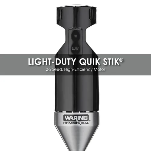 Miniatura 3 de Waring Commercial Big Stix Batidora de Inmersión de Mano de Servicio Ligero, Eje Fijo de 7", Sumergible, 2 Velocidades, 100 Vatios, Grado