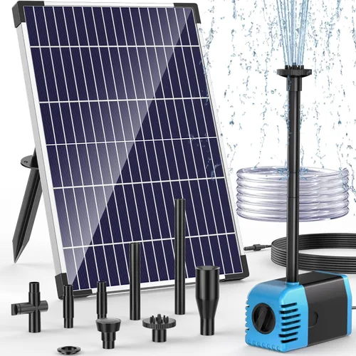 POPOSOAP Bomba de Agua Solar 12W, Bomba de Fuente Solar de Agua con Bomba Sumergible de Estanque de 160GPH de Flujo Ajustable para Fuente Solar,
