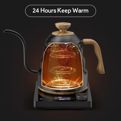 Miniatura 3 de Hervidor eléctrico de cuello de cisne de 30 onzas, 0.9 L, hervidor eléctrico de agua con control de temperatura inteligente, calentamiento rápido