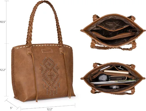 Miniatura 7 de Wrangler Bolso Hobo de gran tamaño tejido a mano con remaches occidentales