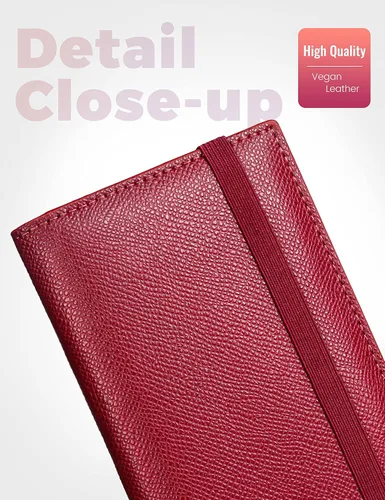 Miniatura 113 de Yarnic Funda para chequera personal, soporte para chequera con soporte para bolígrafo y divisor de plástico transparente integrado para cheques Rosa