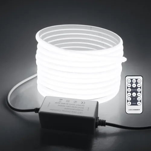 Miniatura 8 de Tira de luces LED COB de 5 M para dormitorio, 16.4 pies, luces LED de cuerda para exteriores, impermeable, blanco cálido, CA de 110 V ~ 120 V