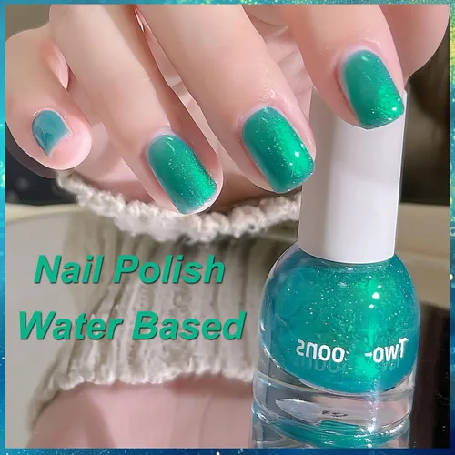 Miniatura 6 de Esmalte de uñas a base de agua Aurora verde brillante, esmalte de uñas con efecto cromado iridiscente, esmalte de uñas no tóxico para mujeres